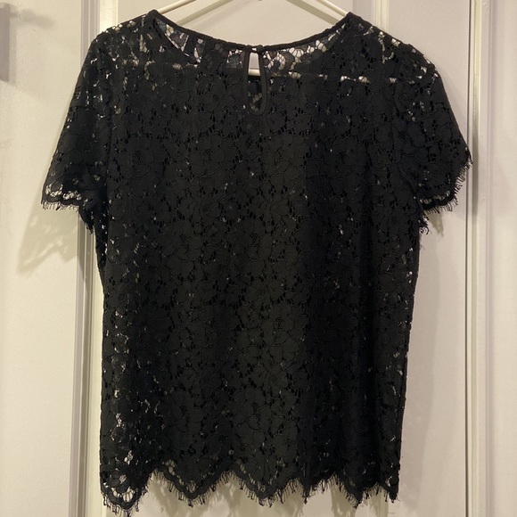 Rafaella Black Lace Short Sleeve Blouse - Picture 5 of 6